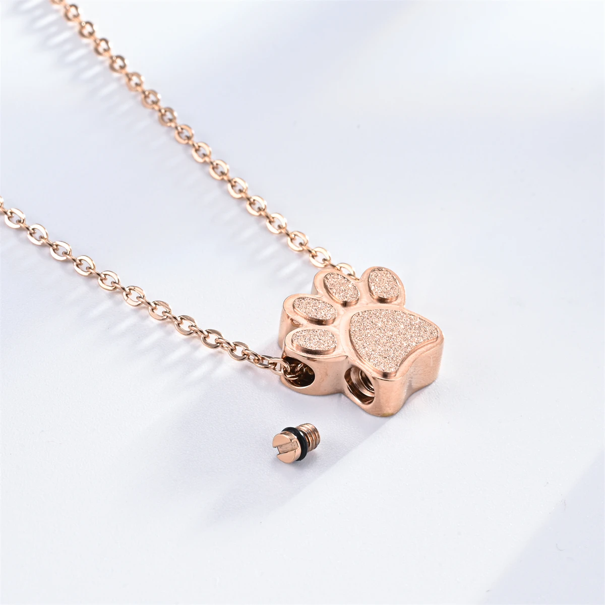 Stainless Steel Pet Paw Print Urn Ashes Cremation Keepsake Necklace For Pet Ashes  Memorial Jewelry Gifts for Man Women 4
