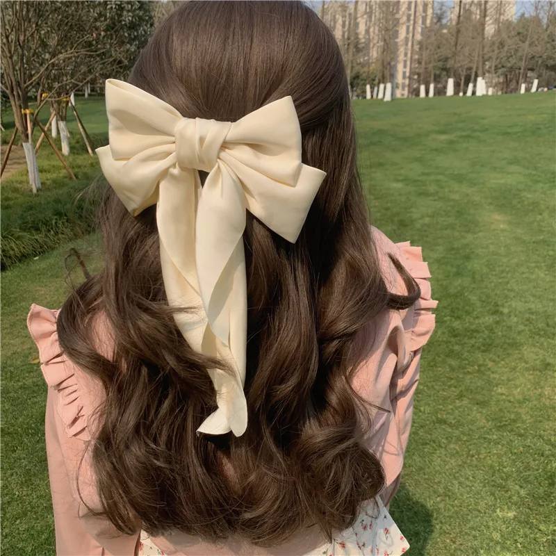 FFLACELL Fashion White Ribbon Big Bow Hairpin Korean High