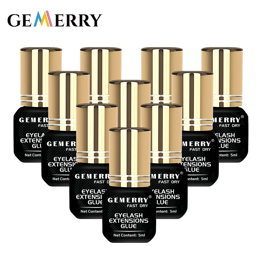 10 Bottles Gemerry Glue Eyelash Extension Glue False Lash Strong Adhesives Retention 7 Week No Irritation Eyelash Glue Wholesale