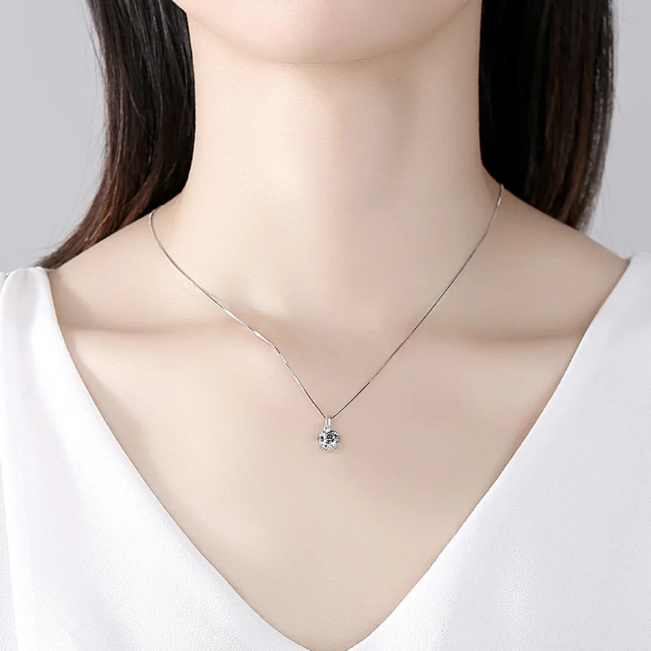 Tancise Collana con ciondolo in vera moissanite da 1 ct per donna Gioielli da sposa in argento sterling di alta qualità_voghion.com