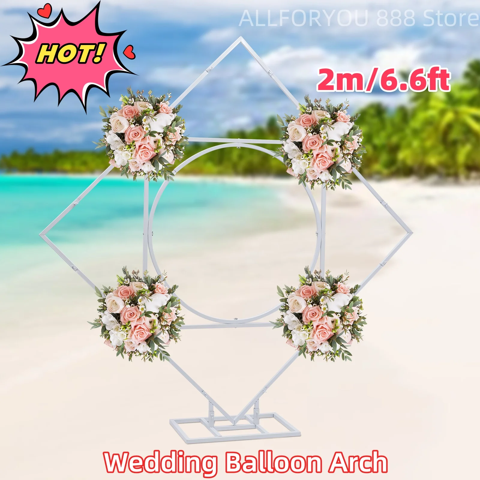 

6.6Ft Wedding Balloon Arch Metal Backdrop Stand Flower Display Frame Party Decor Luxurious Appearance