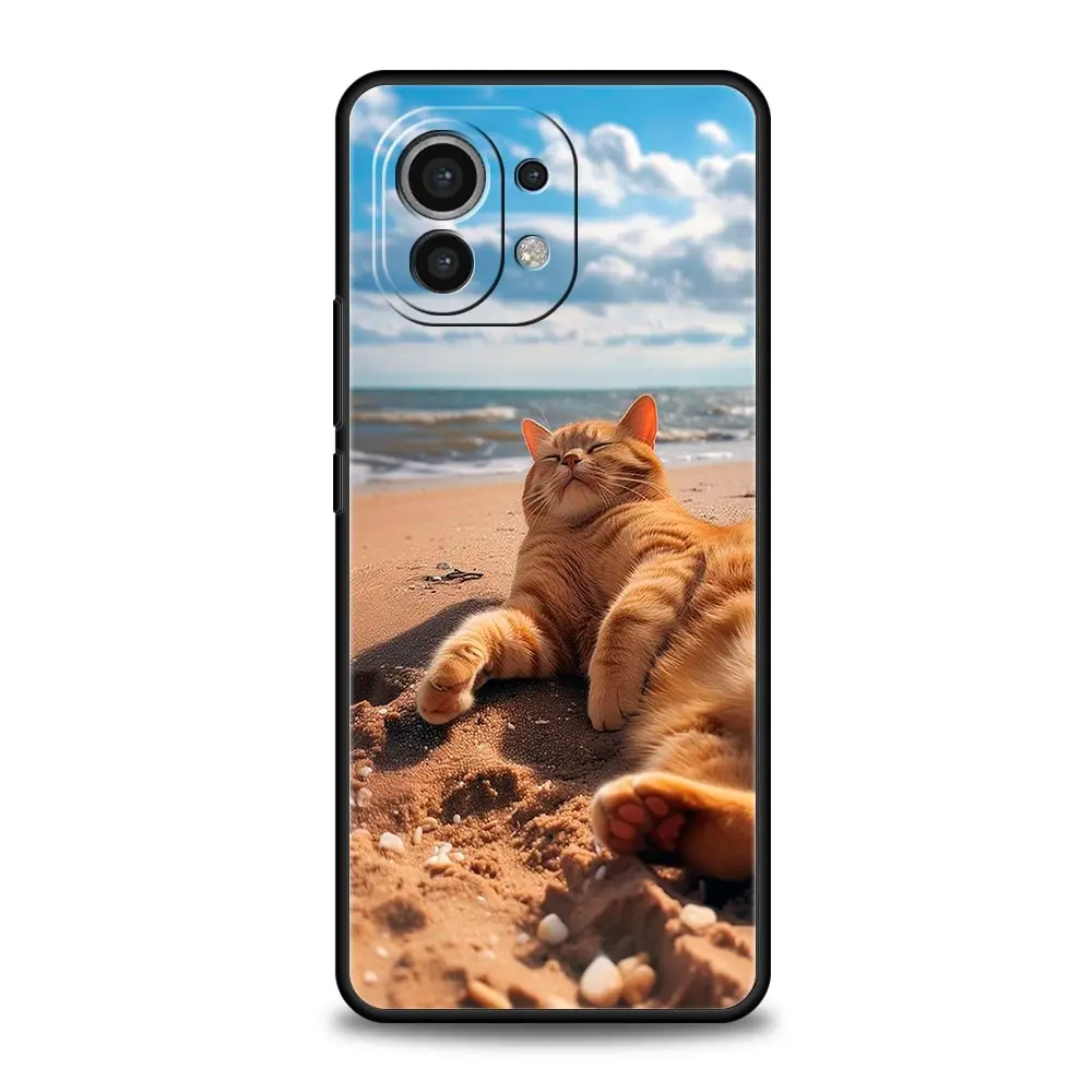 Summer Sunset Beach Scene Phone Case with Palm Design