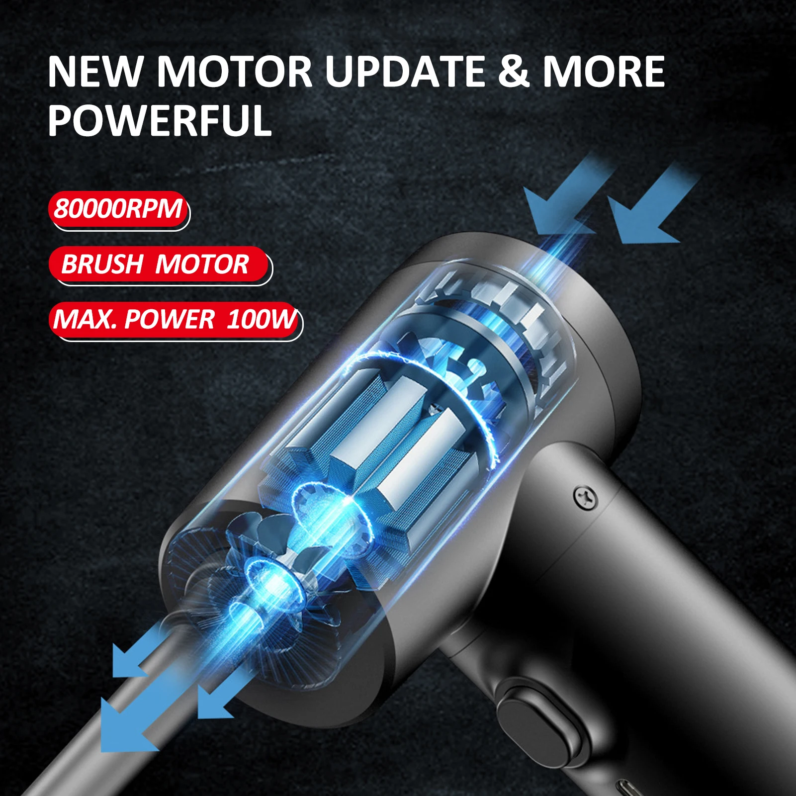 Compressed Air Duster Cleaner Brush Motor 100W 7500mAh Electric Air