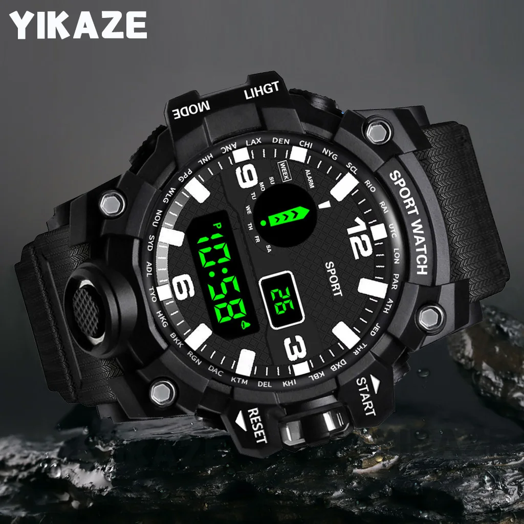 MAYZHISU Men's Sports Watch Luminous LED Digital Men Sport Watch Alarm Clock Waterproof Multifunction Military Electronic Watch