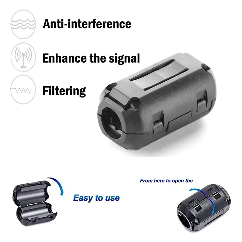 5/10PCS 5mm 페라이트 코어 코드 링 노이즈 필터 클립온 페라이트 링 RFI EMI 노이즈 억제기 USB/비디오 케이블 전원 코드용