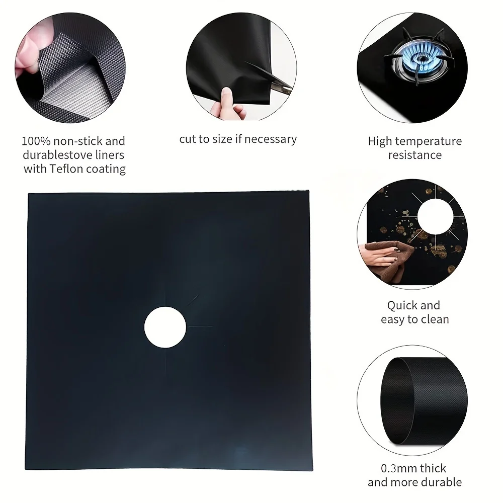 4pcs/8pcs/12pcs Premium Non-Stick Gas Stove Top Burner Covers-Heat Resistant, Washable, and Reusable Kitchen Protectors-Easy