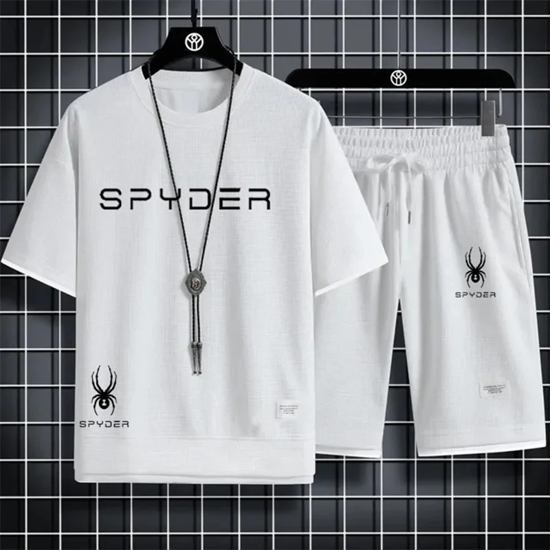 

Korean Men's Tracksuit Short Sleeve T-shirts And Sports Shorts Summer Casual Outfits Joggers Sets Men's Two Piece Suit