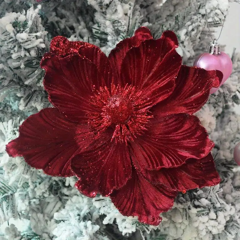 20 cm Weihnachtsdekoration Künstliche Magnolienblüten Weihnachtsbaum Dekor Jade Orchidee Weihnachtsblume