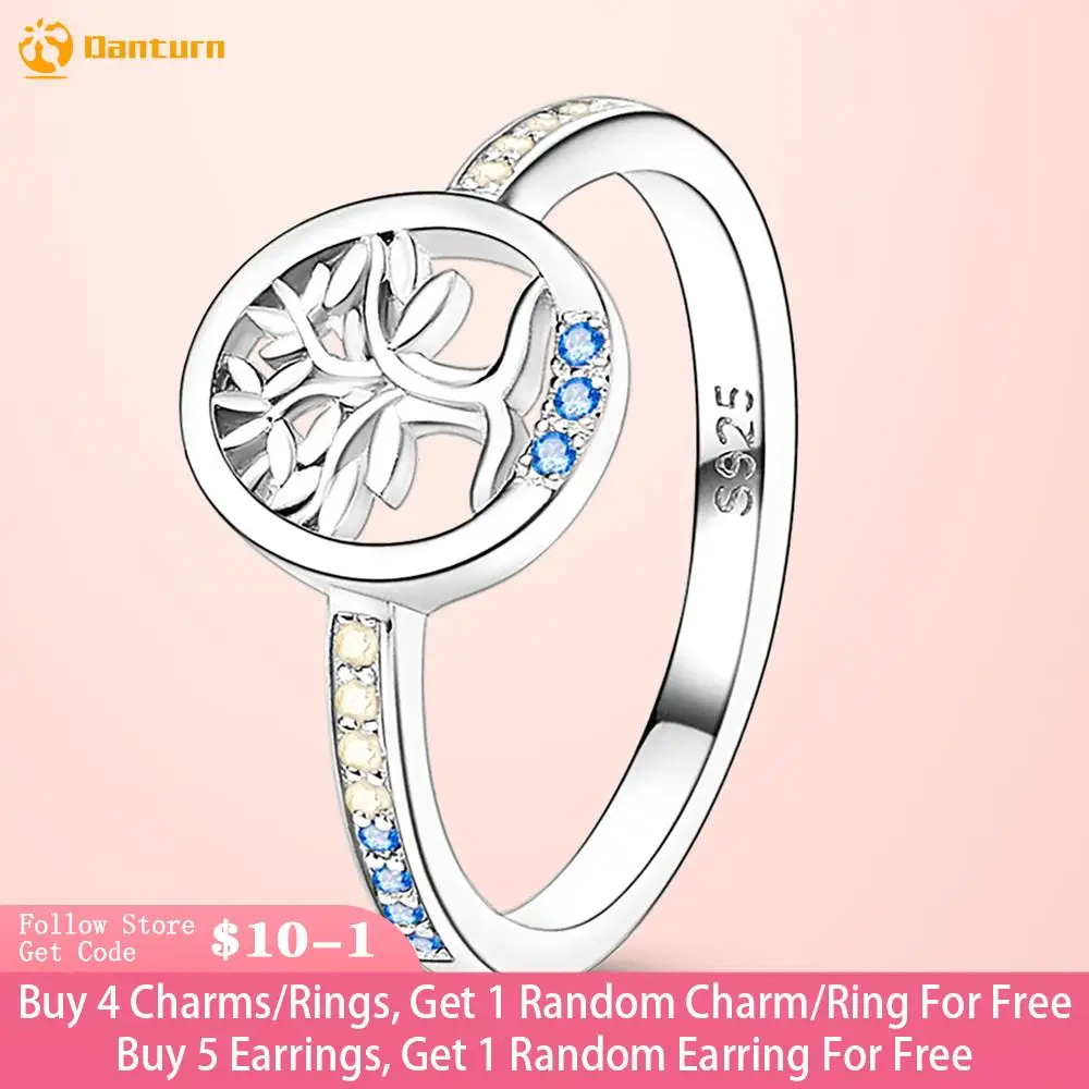 

Danturn 925 Sterling Silver Ring Tree of Liife Blue-Green Stone Rings European Rings Women Rings Engagement Rings Free Shipping