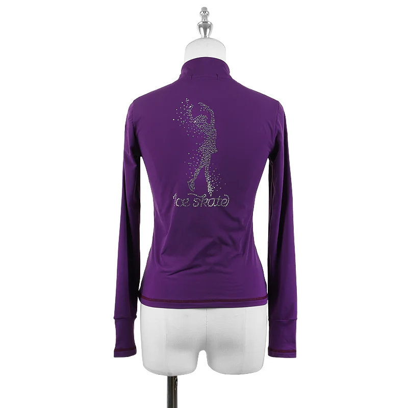 Ice Skating Costume Stretch Girl Training Suit Figure Skating Dress Top Children Adult Performance Suit Shiny Jeweled Iceman Pattern
