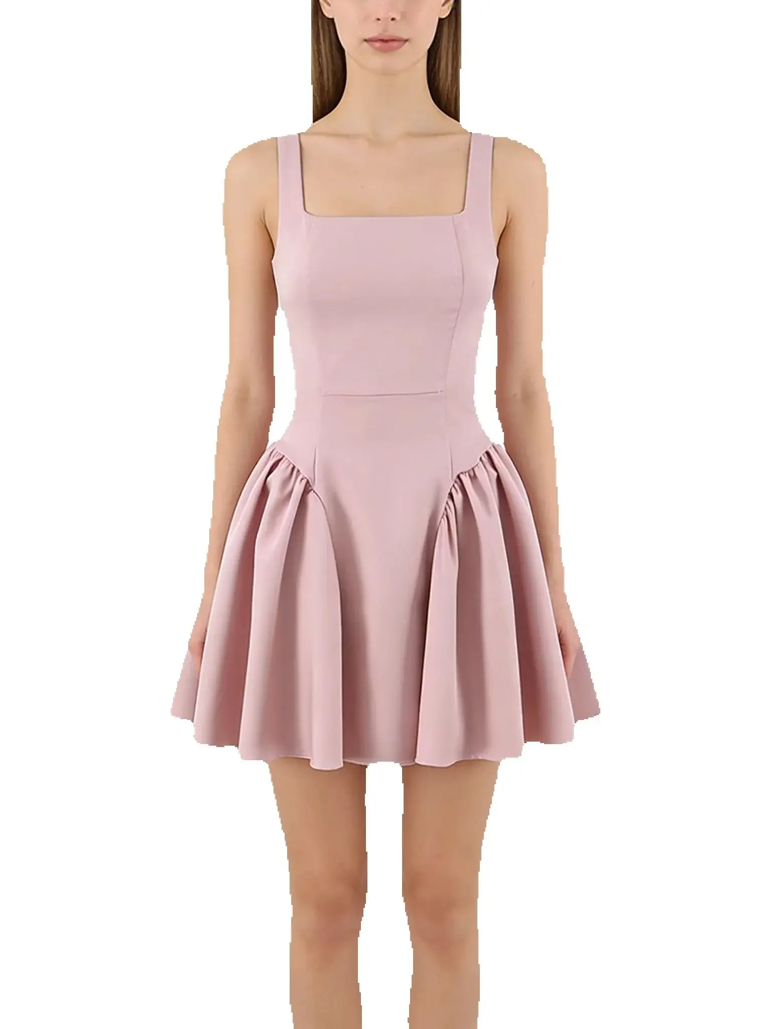 Chu Sau beauty Women New Fashion Elegant Square Neck Sexy Slim Backless Mini Dress Vintage Back Lacing A-line Party Dresses