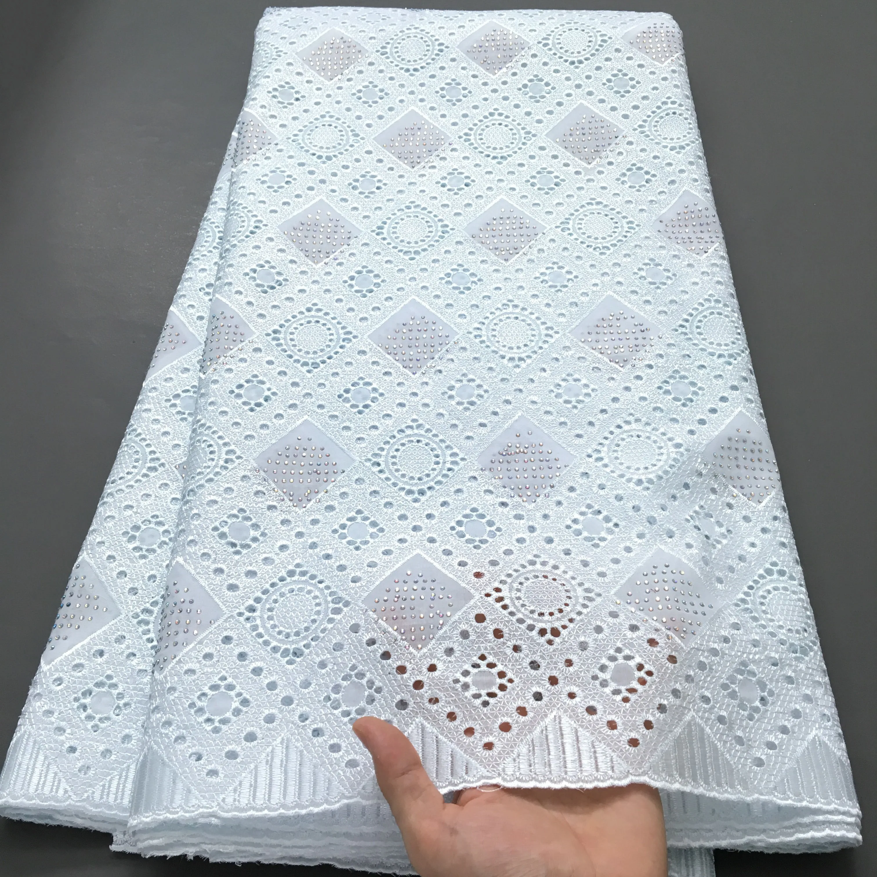 5 Yards Cotton Voile Lace Fabric White Swiss Voile Lace Nigerian Cotton for Women Dress
