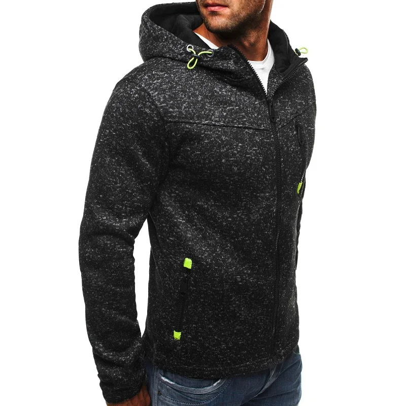 Men's Full Zip Hoodie Solid Color Zipper Hooded Daily Fitness Basic Hoodies Sweatshirts Long Sleeve