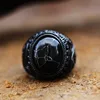 Bagues Vintage en Zircon noir turc pour hommes, faites à la main, rétro, en acier inoxydable, en pierre d'oeil de tigre, bijoux de fiançailles de mariage classiques