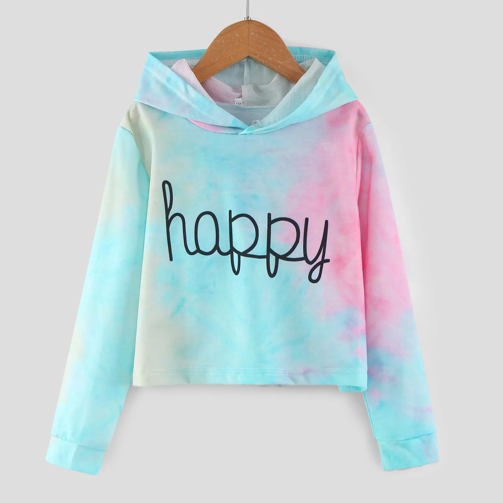 Kids Clothes Boys Letter Tie Long Kids Clothes Girls Pullover Tops Sweatshirts Hoodies Teen Short Dyed Sleeve Girls Tops