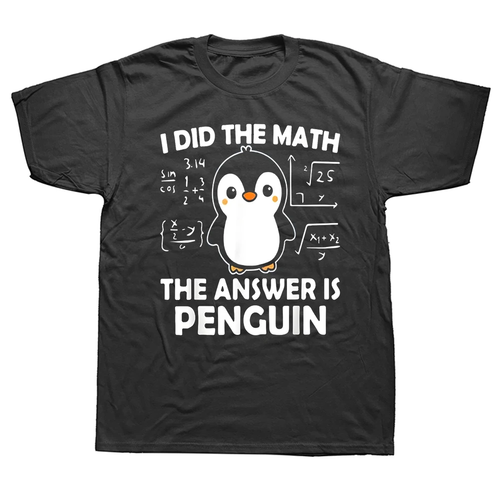Witzig, ich habe nachgerechnet, die Antwort ist: Pinguin T-Shirts für Männer und Frauen, modisches, lässiges T-Shirt aus 100% Baumwolle, locker geschnittenes, übergroßes T-Shirt.