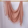 Hijab Ramadan en Rayonne, Coton et Modal, avec bordure en dentelle, Turban respirant, Châle uni en coton, Foulard pour femmes