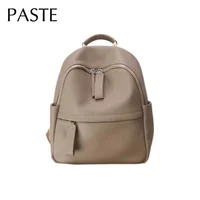 Classic Natural First Layer Cow Leather Women Backpack Grey High-end College Girl School Shoulder Bag Soft Back Cowskin Bagpack 1