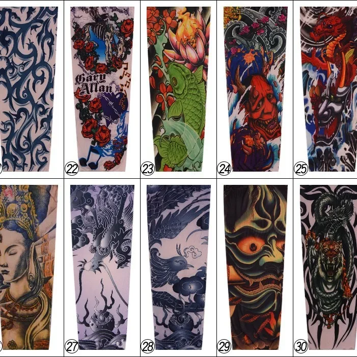 Ice Silk Tattoo Sleeve Cover Seamless Men's Cooling Arm Protector Sunscreen Summer Long Sleeve Body Armor Sport Entertainment