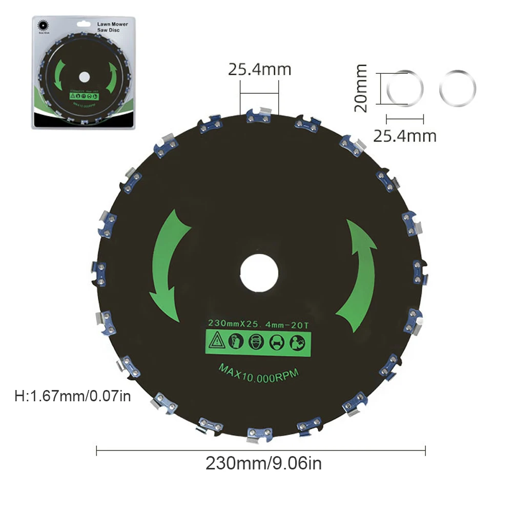 9 Inch Chainsaw Tooth Saw Blade 10000 RPM Grass Brush Cutter 20-Tooth Disc Blade for Trimming Trees Lawn Mover Head Weed Remover