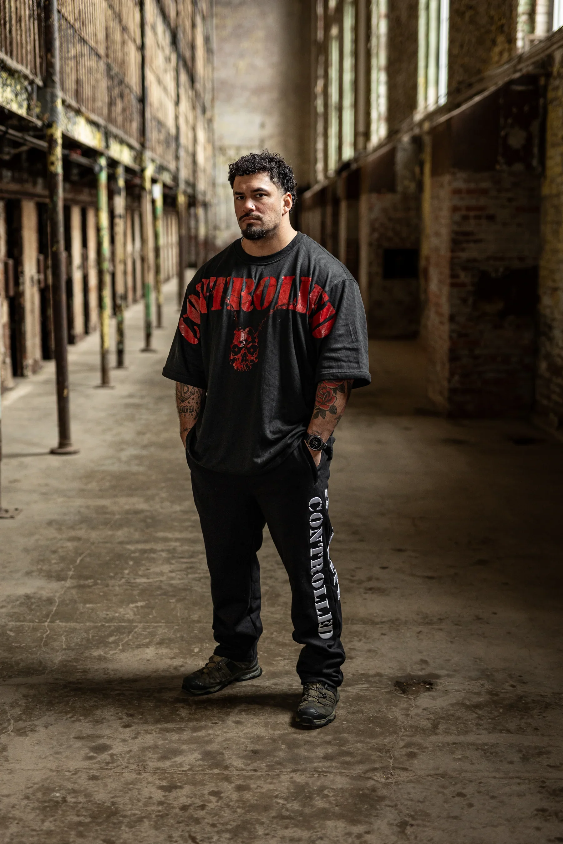 Übergrößen Herren 2-Teiliger Trainingsanzug Totenkopf-Buchstaben-Print Oversize Kurzarm-T-Shirt und Jogginghose Lässiges Streetwear Gym-Outfit