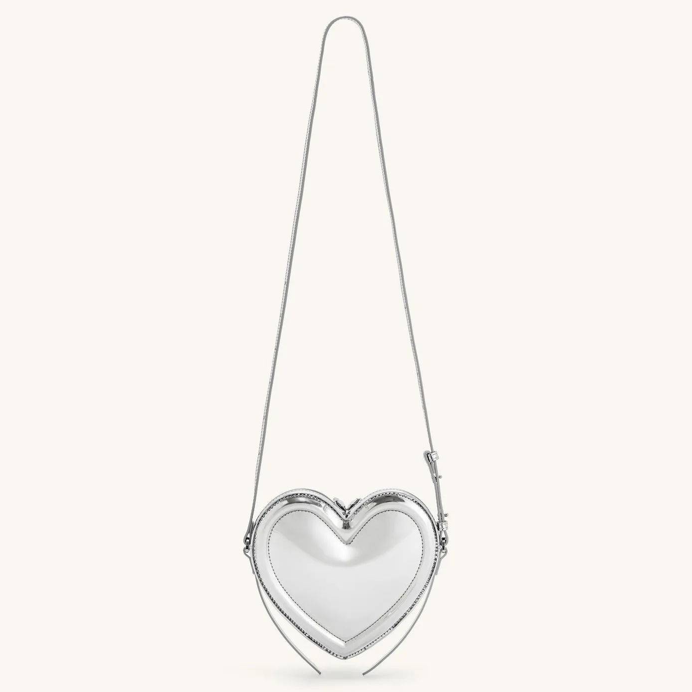 Bolsa transversal feminina JW PEI em formato de coração 3D, estilo streetwear, em couro com fecho de zíper._voghion.com