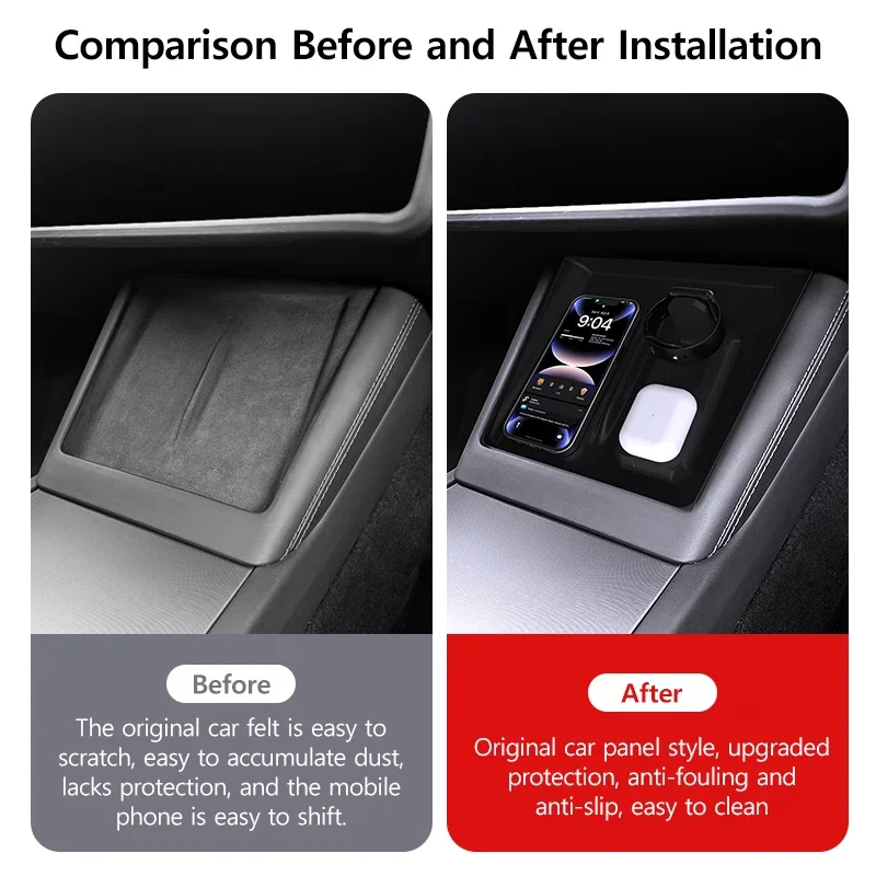 WinWay Center Console Wireless Charging Silicone Pads For Tesla Model Y 3 Charging Mobile Phones Headphones Watches wireless charging pad
