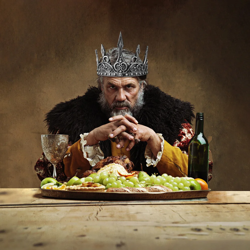 

2pcs Medieval King Silver and Golden King Medieval Tiara for Birthday