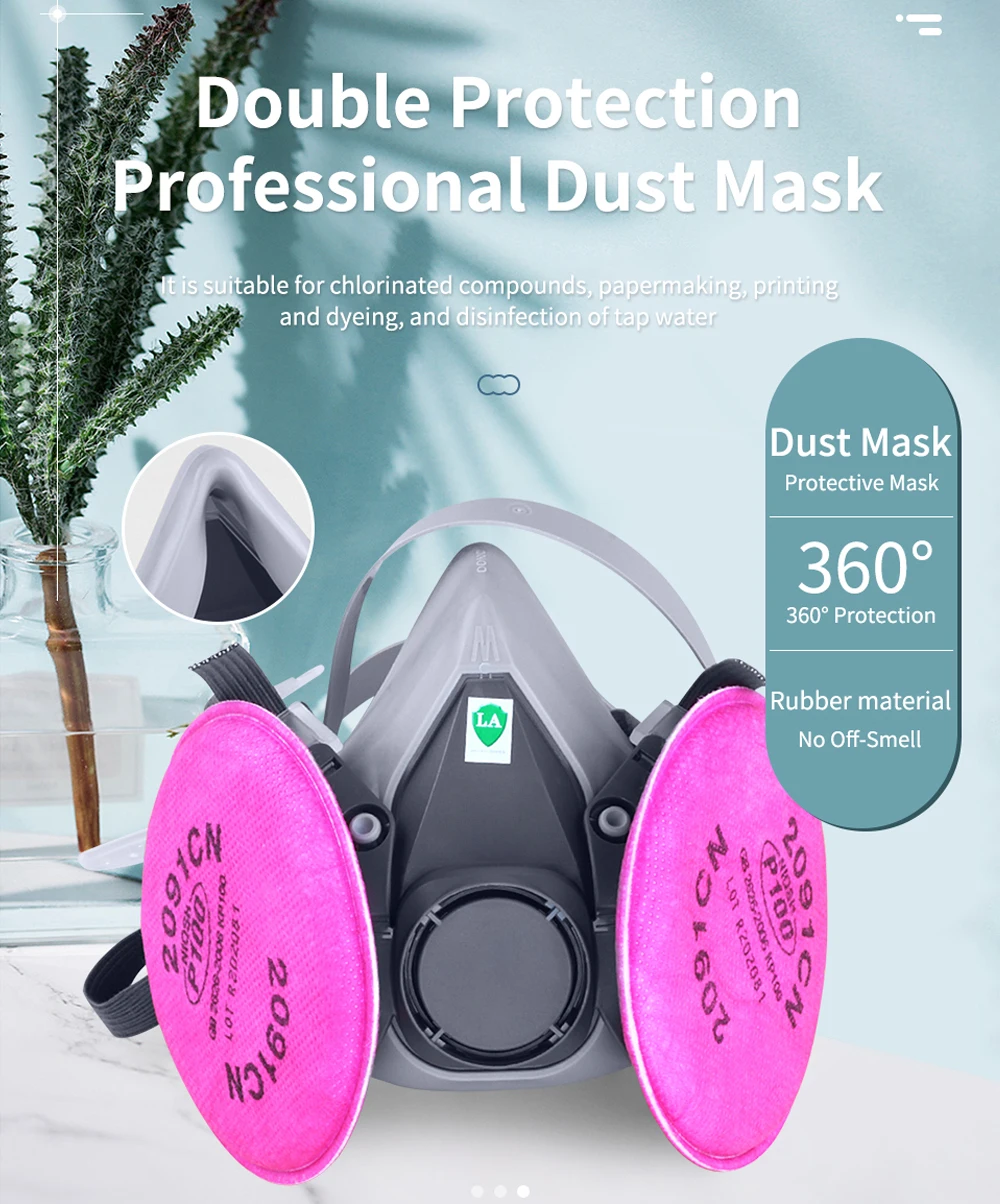 Respirator Mask with 2091 Particulate Filter-Reusable Half Face Cover Gas Mask Used for epoxy resin asbestos woodworking spray p - Image 3