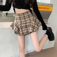 Tiered Mini Skirt Y2K High Waist Tartan Ruffled Plaid Skirt Skort Women Aesthetic Outfit - Image 2