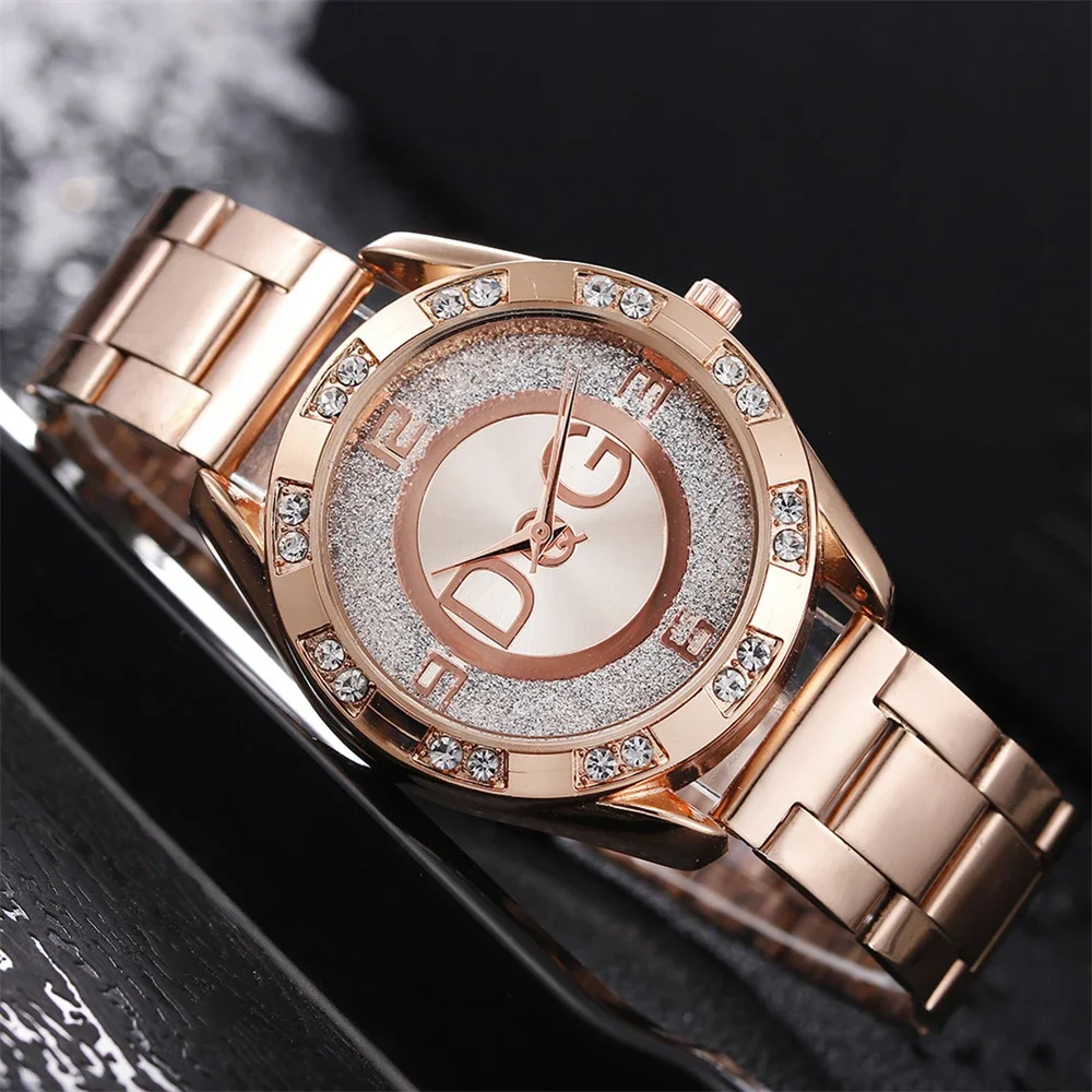 Luxury New Brand Women Watch Fashion with Diamonds Crystal Design Quartz Watches Leisure Rose Gold Stainless Steel Strap Clock 3
