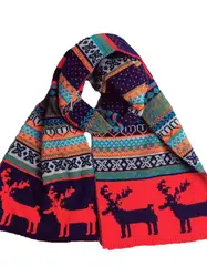 Winter Korean Christmas Double-sided Thickening Warm Deer Woman Scarf Couple Knitting Wool Men's Scarf