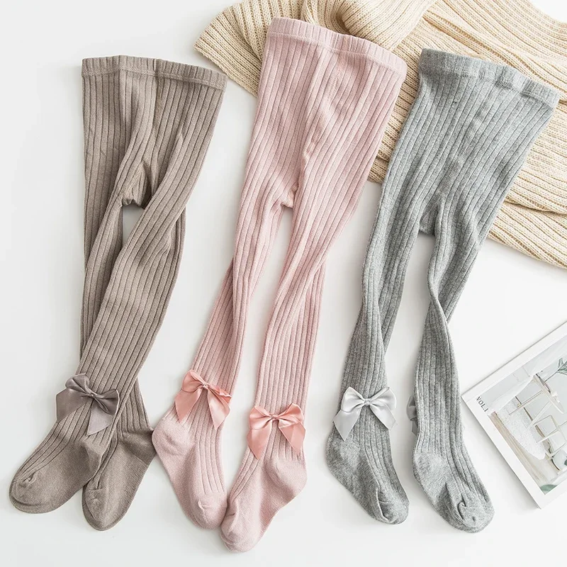 

Cotton Girls Tights Princess Bowknet Baby Girl's One-Piece Pantyhose Baby Spring and Autumn New Style Trousers Lace Leggings
