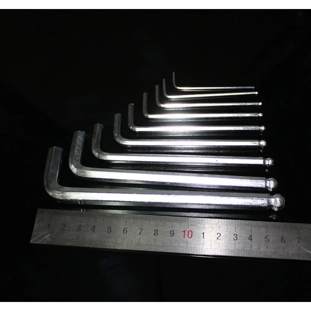 9pcs/set 1.5~10mm Hex Key Allen Wrench With Ball Point End Silver Tone Set Of Tools Short Length L-Shape Wrench - Image 5