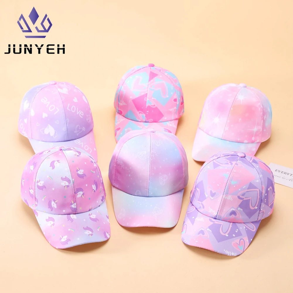 Love Printed Baseball Cap Girl's Unicorn Outdoor Travel Hats Colorful Sun Protection Sun Hat For Kids 3-10 Years