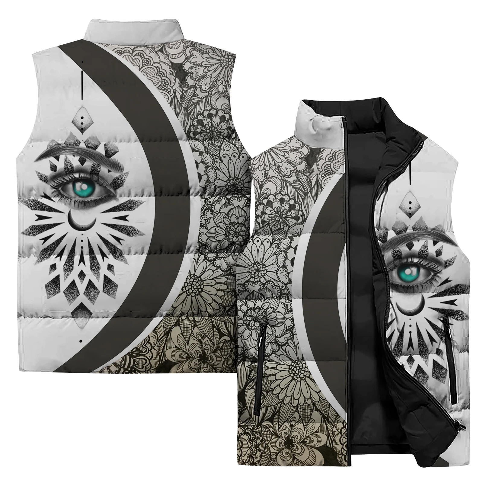 thumbnail image 1 of Chaqueta sin mangas de invierno para hombre, chaqueta con estampado de arte abstracto en 3D, chaleco para deportes al aire libre, acampada, chaqueta de moda para hombre, 1 of 4