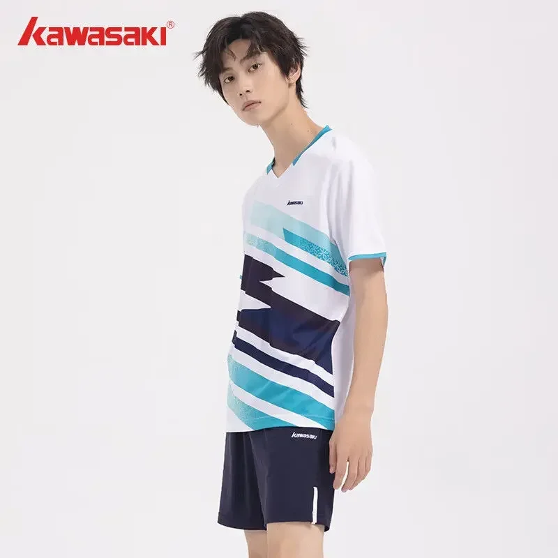 Kawasaki Badminton Clothing for Men and Women, Short-Sleeved T-Shirt, Quick-Drying, Competition Clothing, B1970