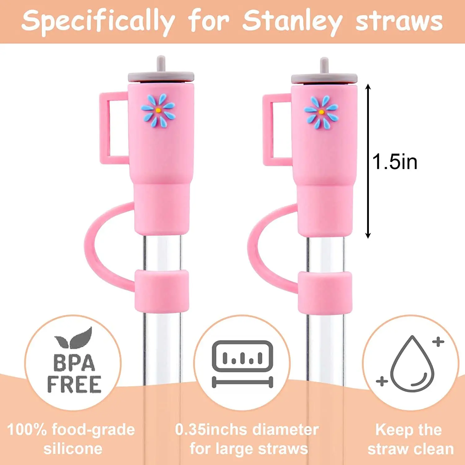 Couvercle de paille en silicone pour coupe Stanley, bouchon de