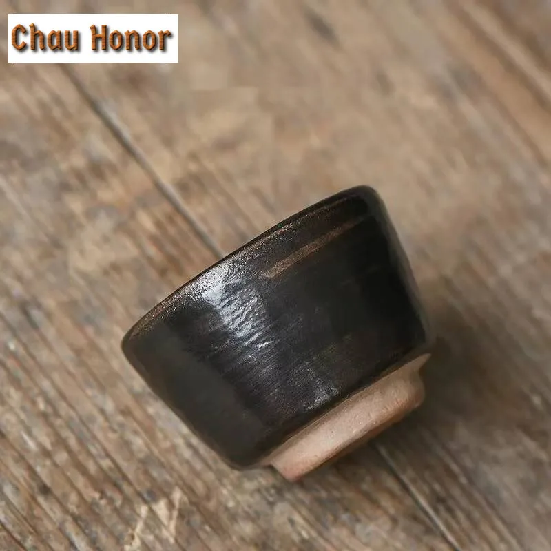 2pc/set Japanese Rough Pottery Ceramic Teacup Hand Clumsy Horse-hoof Cup Creative Stoneware Master Cup Tea Bowl Kung Fu Teaset