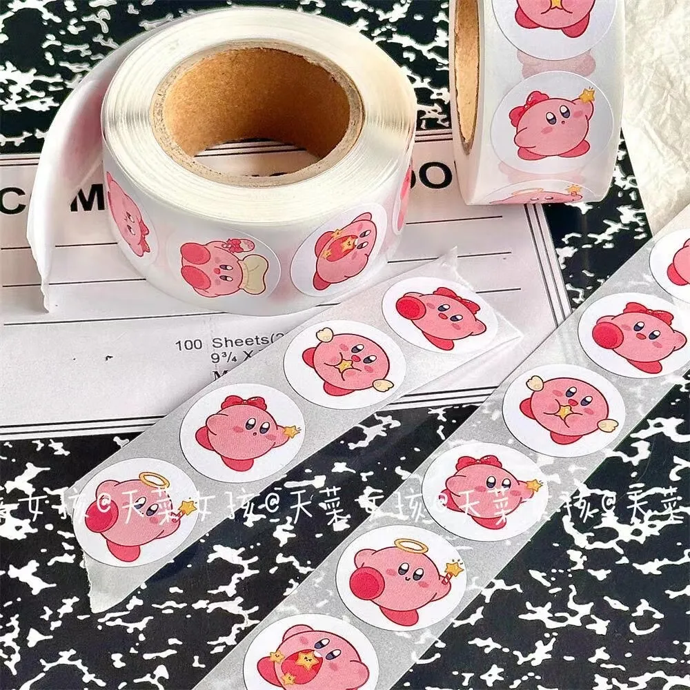 Anime stickers 500PCS Anime Kirby Pink Star-kirby Roll Stickers Cute Cartoon Reward Stationery Toy Kids Gift