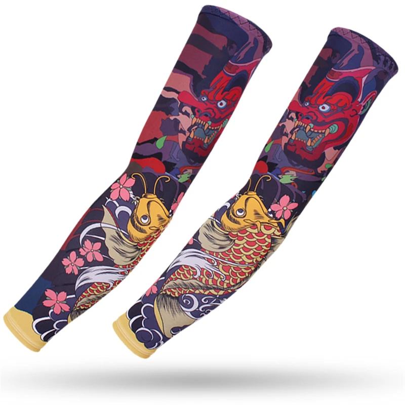 Arm Sleeves 1 pair Tattoo 3D Outdoor Bicycle UV Protection Running Cycling Sunscreen