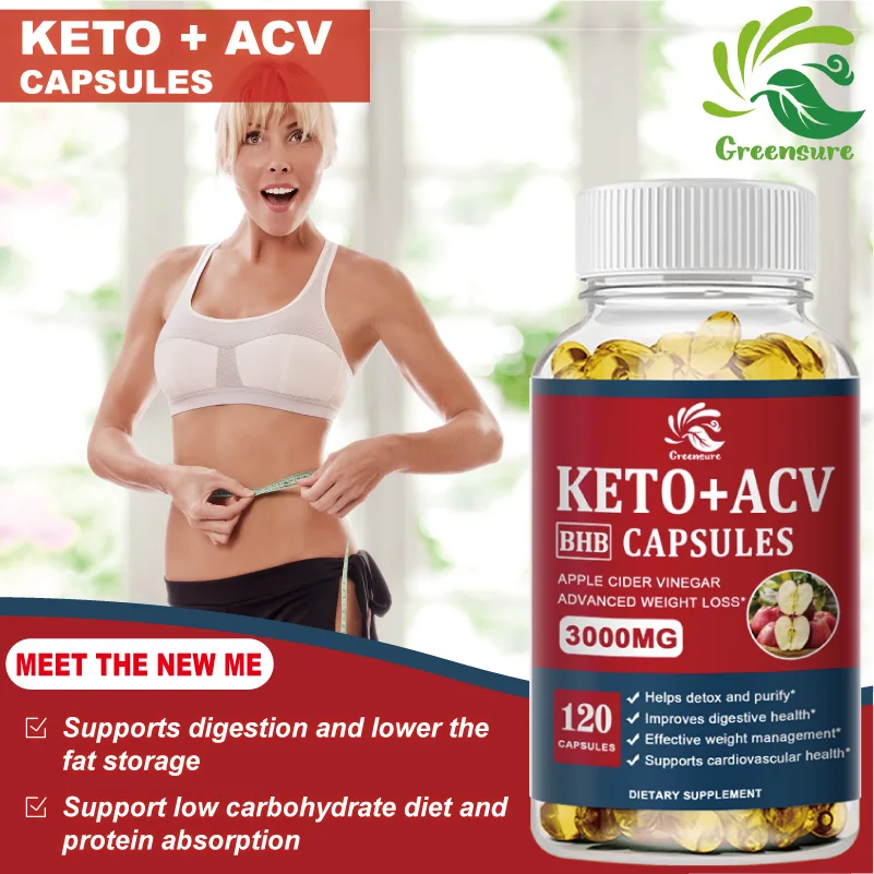 Greensure KETO + ACV Capsule for Metabolism Ketosis & ACV Keto Diet Support 60/120 Capsules fat burner ketone supplement
