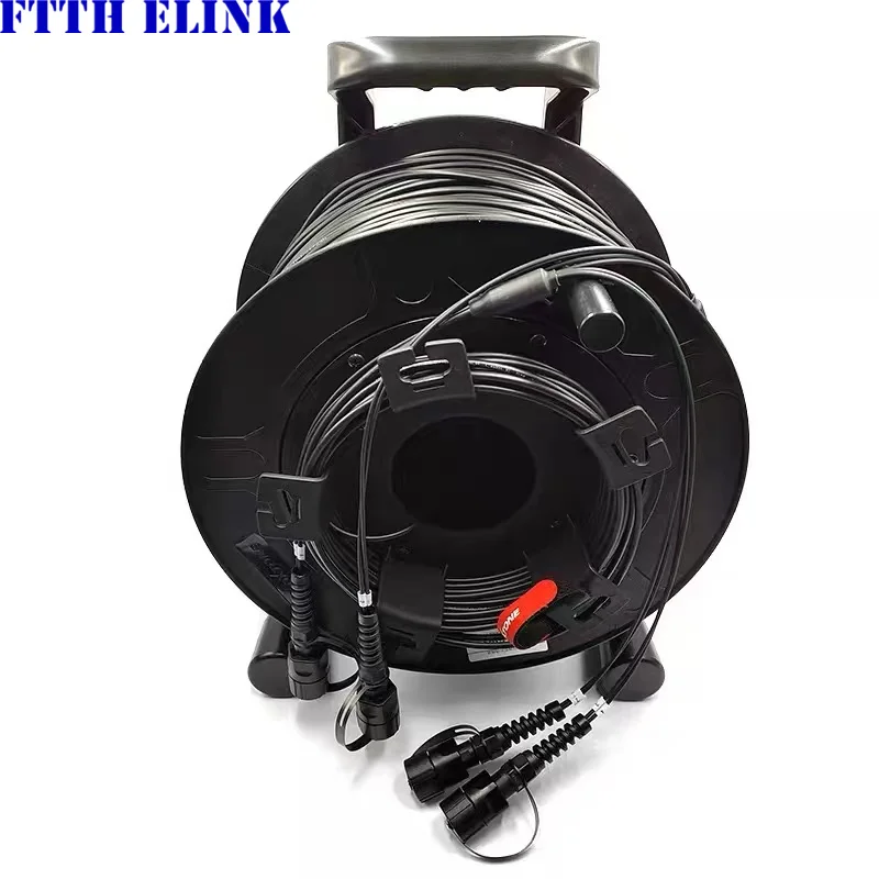 방수 단일 모드 야외 FTTH 광섬유 패치 코드, PCD235 드럼, 4 코어 SM LSZH, 4C TPU LC-LC, 50m 60m 70m 80m 90m