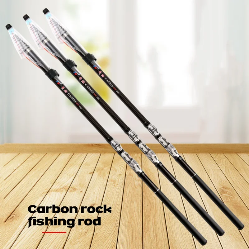 2.7M/3.6M/4.5M/5.4M/6.3M/7.2M Rock Fishing Rod Carbon Fiber Spinning Fishing Pole Ocean Beach/Boat/Rock Telescopic Rods