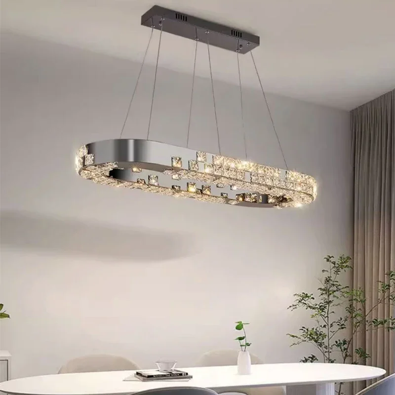 

modern crystal chandelier for dining room oval design kitchen island hanging led cristal lamp luxury home decor light