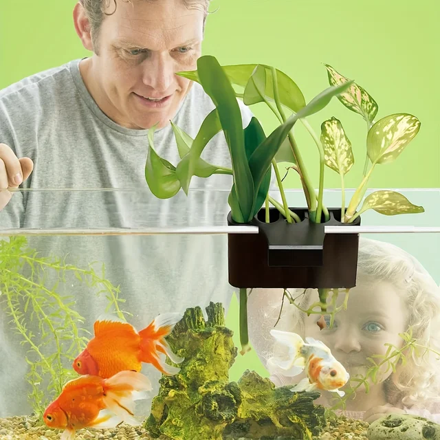 Porta Piante Acquario Sospeso - Per Piante Acquatiche Con 5 Fori, Accessorio Decorativo - Foto 5