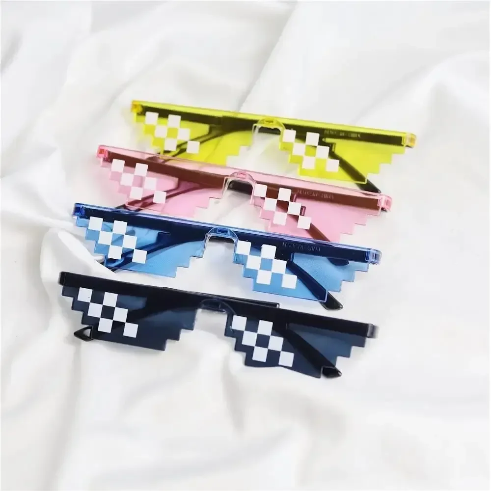 1PC Black mosaic sunglasses anime mischievous dark glasses mosaic pixel glasses disco funny toys
