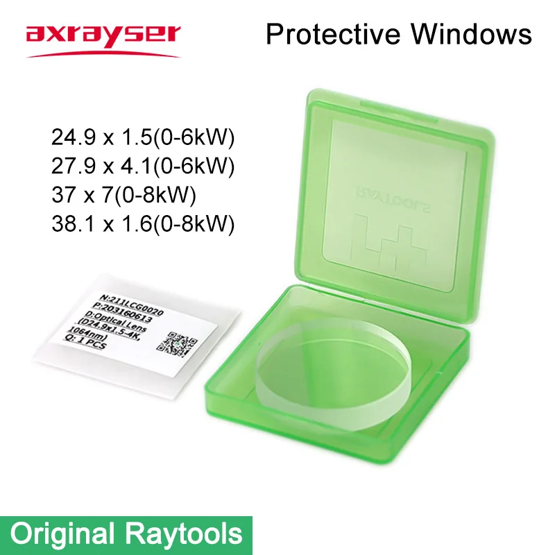 Raytools-lente protectora láser Original para ventanas, protección óptica de sílice fundida para piezas de máquina de corte de fibra, 27,9x4,1, 37x7