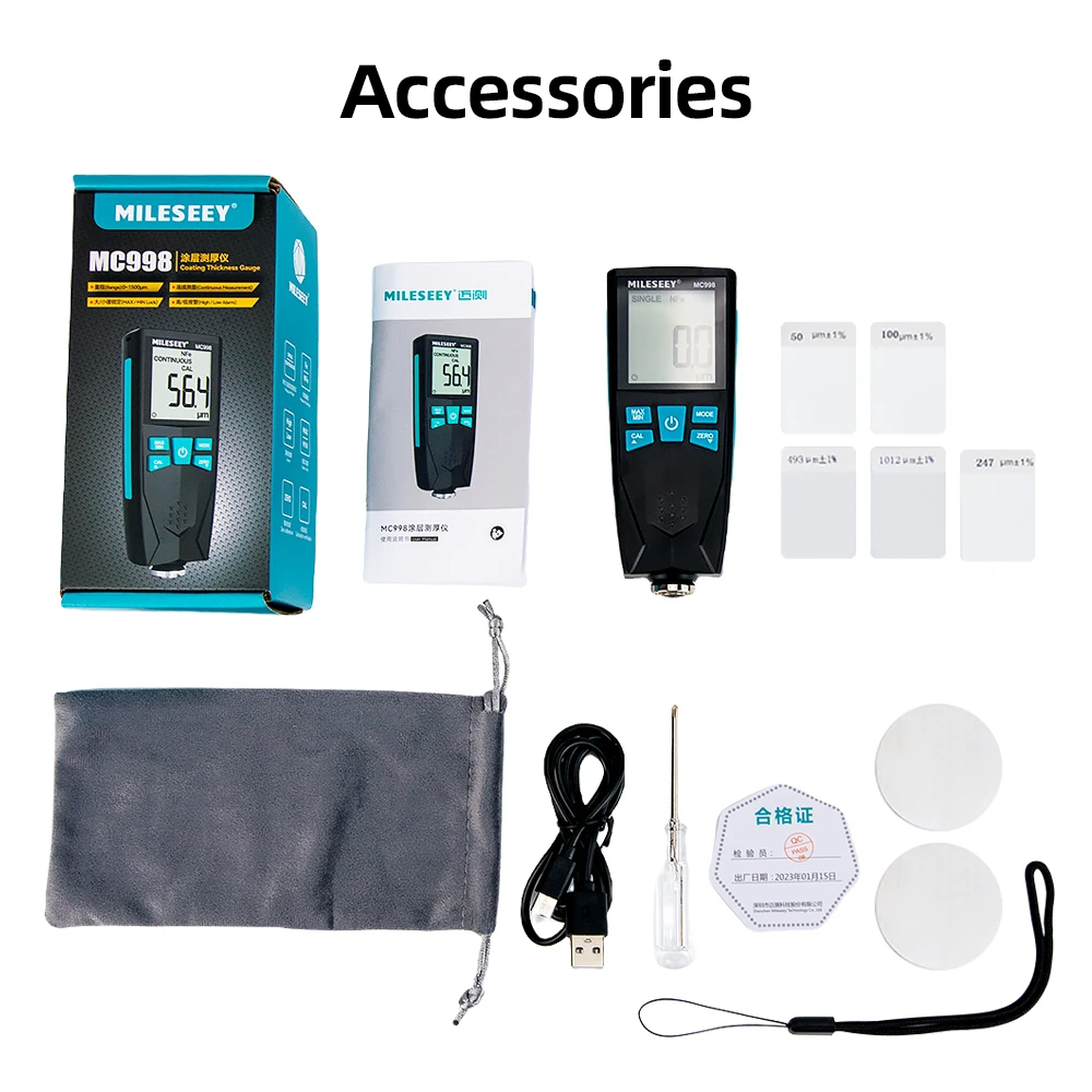 MILESEEY Thickness Gauge for Cars MC998 High-Precision Digital