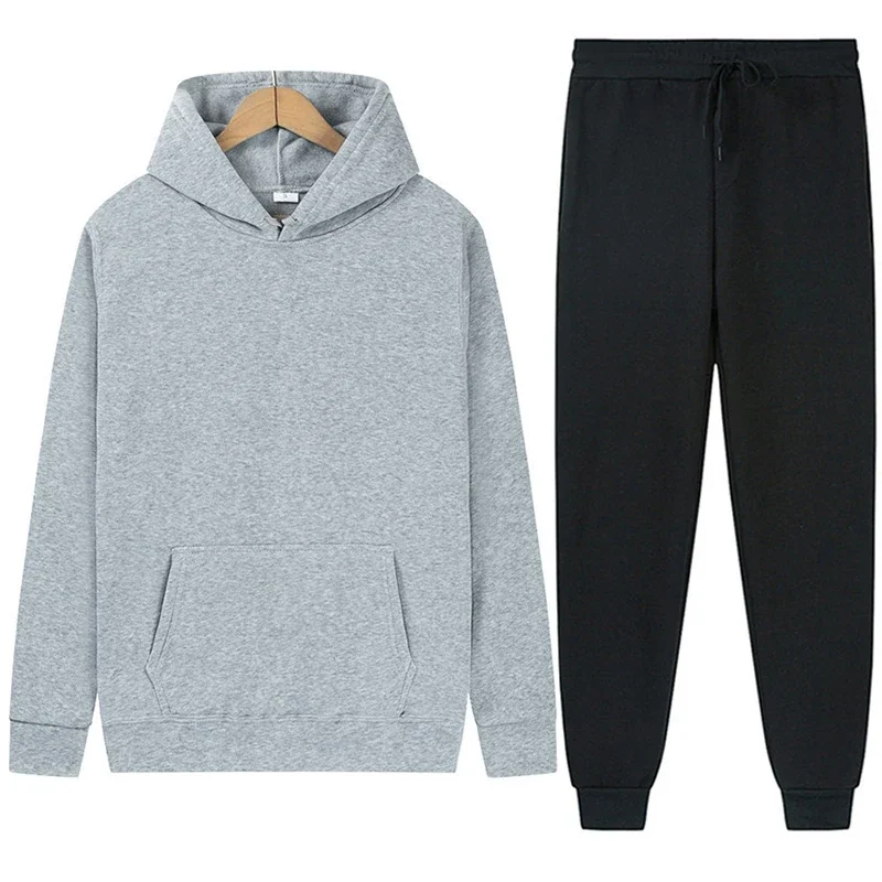 Men's Casual Tracksuit Hooded Sweatshirts and Pants Autumn Winter